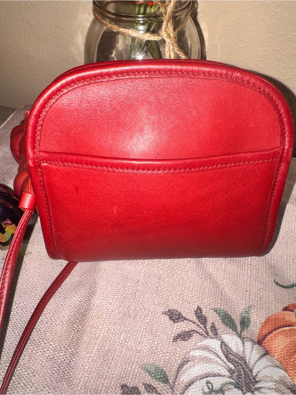 Vintage ‘00 Coach Abbie Red costa rican Leather Crossbody w/vtg 1-sided hangtag